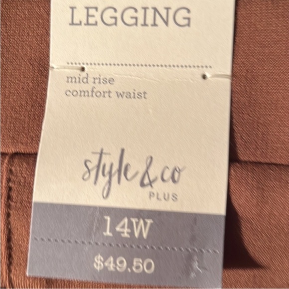 Style & Co Plus Size Beige Seamed Front Ponte Stretch Leggings - Picture 4 of 6